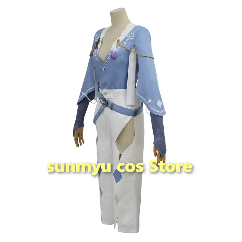 Game Nu: Costume cosplay Carnival Blade Personalizza taglia Top blu Pantaloni bianchi