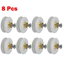 8Pcs 샤워 룸 도르래 욕실 슬라이딩 유리 도어 휠 나일론 구리 롤러 샤워 도어 롤러 나사로 교체 22.5mm