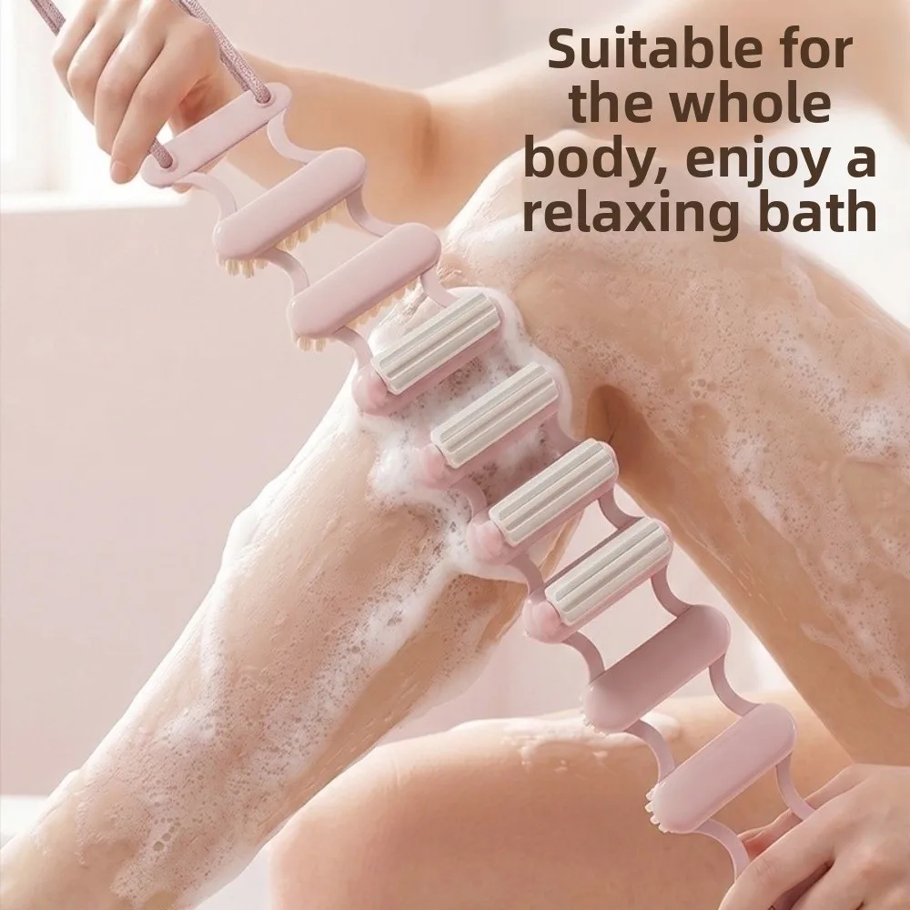 Deep Cleansing 2-in-1 Rubbing Back Strip massage roller Extended Back Scrubber Massager Double-sided Widening Bath Brush Shower
