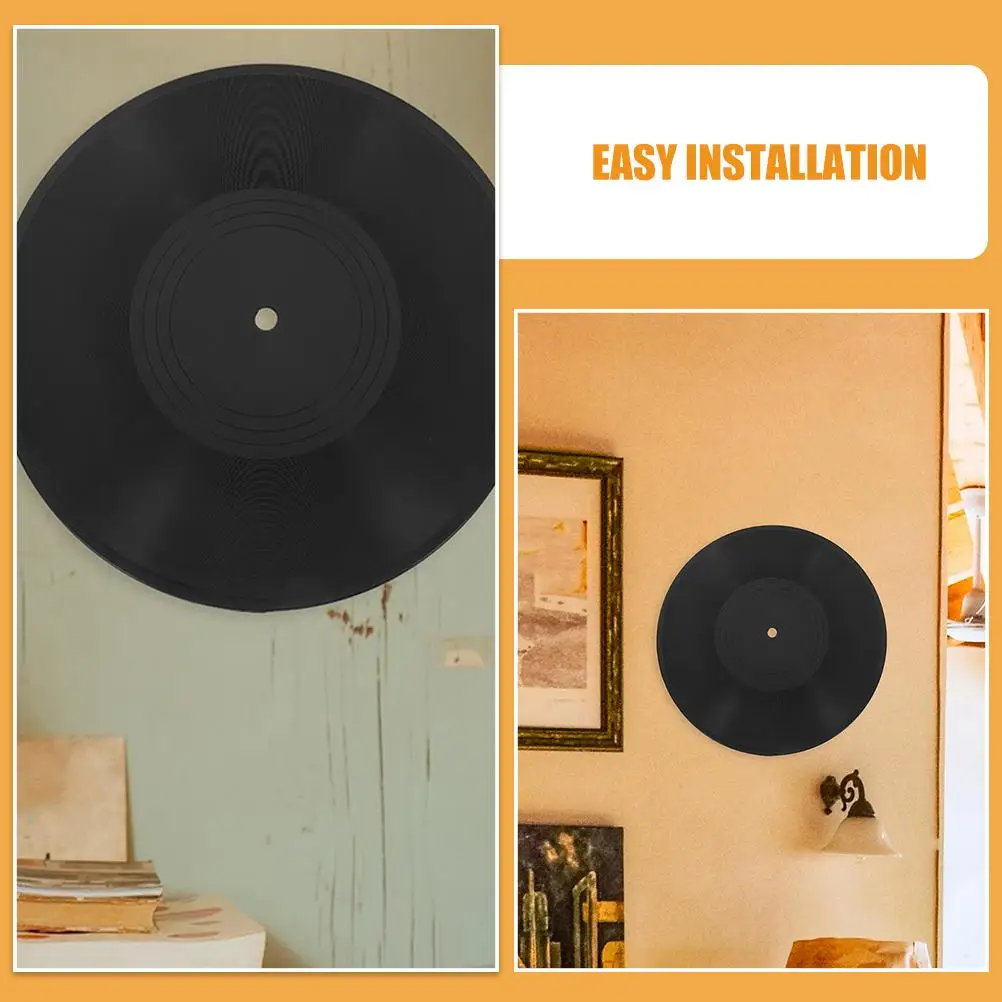 

2 Pcs Vinyl Record Decoration Retro Wall Living Room Bar Cafe Music Theme Home Decor Fake Discs Black