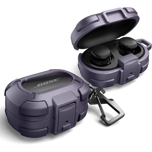 Funda Dexnor para auriculares Bose QuietComfort con cerradura a prueba de caídas, parachoques resistente a prueba de golpes con mosquetón, llavero y kit de limpieza