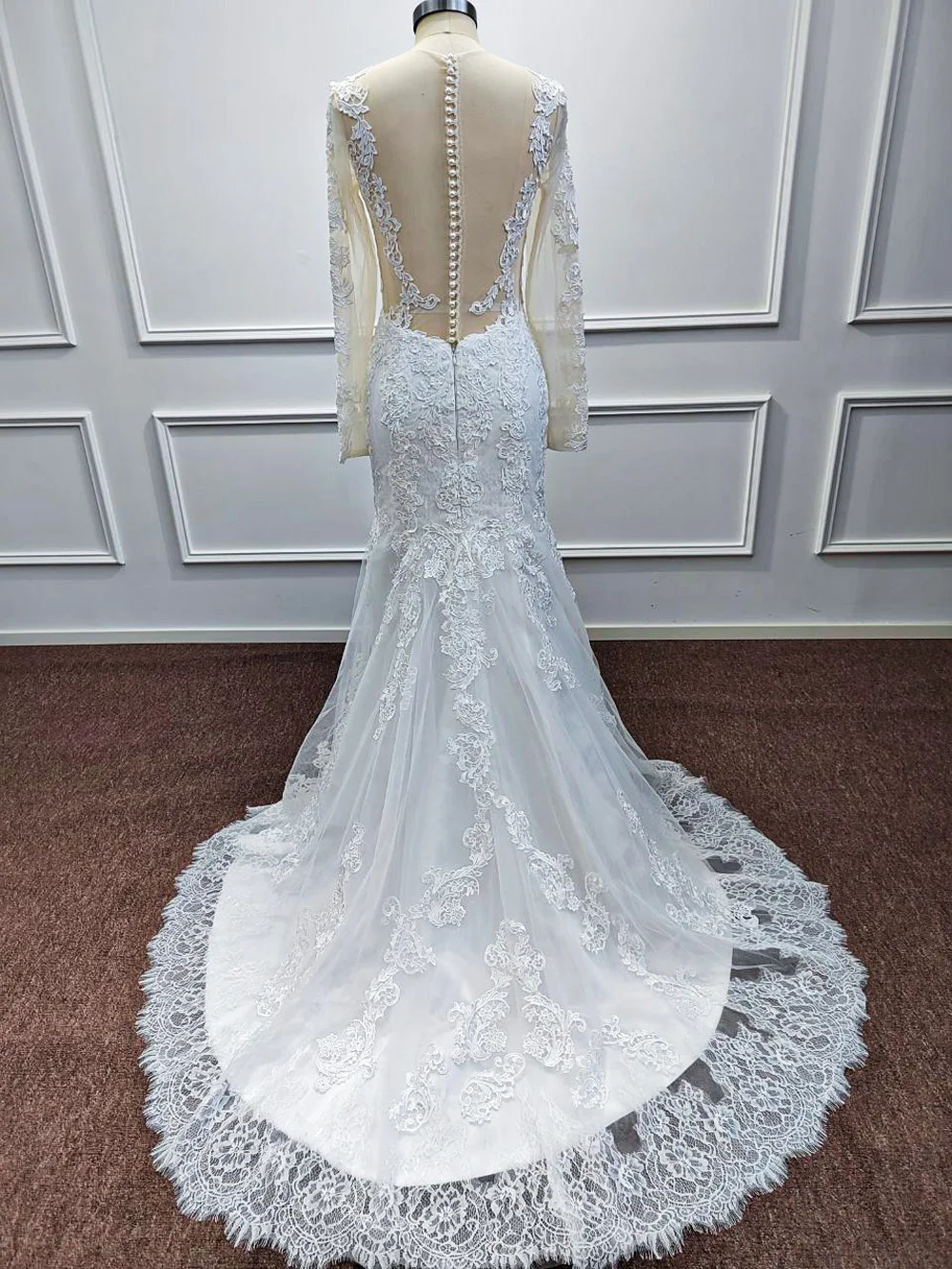 Wedding Dress Lace Mermaid Full Sleeve Party Dresses Wedding Dress 2024 Bride Bohemian Zipper Up Applique Wedding Dresss