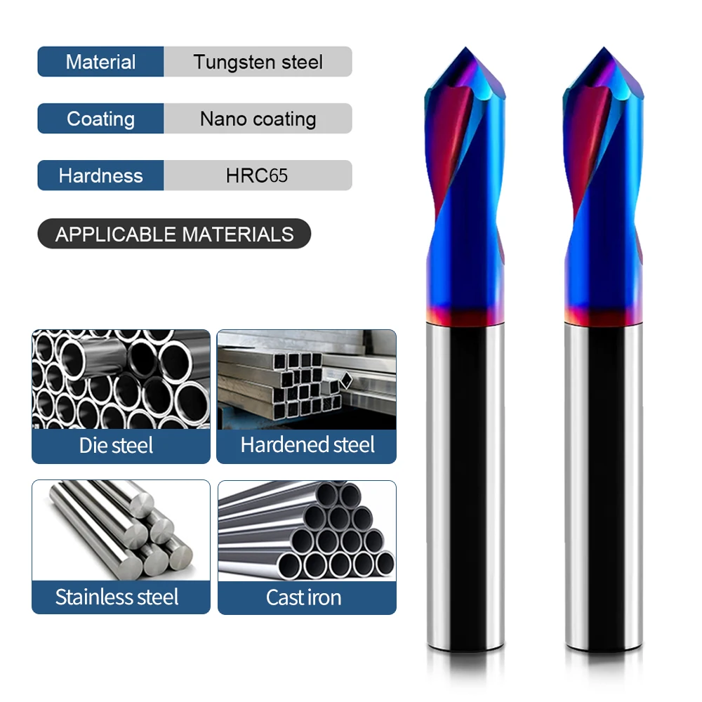 MEHRETU HRC65 Carbide Spot Drill Bit 90 Degree CNC Chamfering Drilling Guide Tool Tungsten Steel Location Centering Pilot Drill