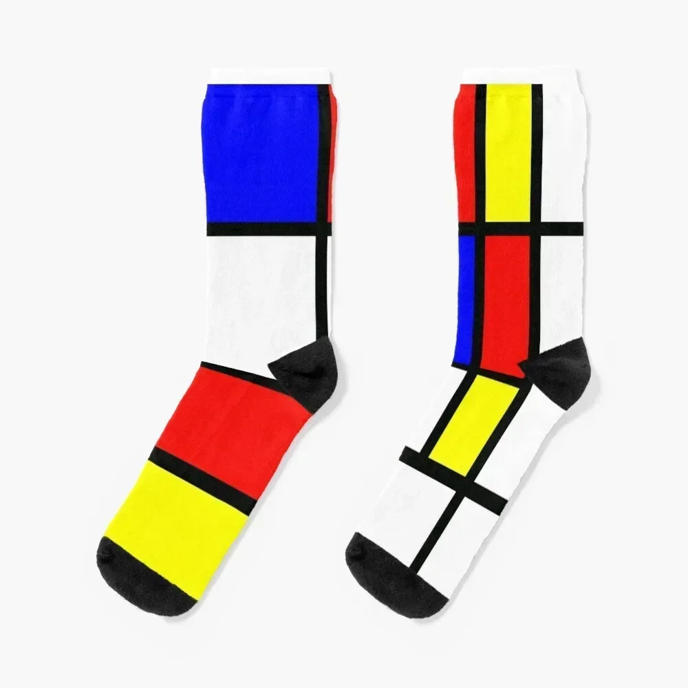 

Piet Mondrian "Composition 2" | Color Block with Red Yellow and Blue Socks loose sheer Toe sports Men Socks Luxury Brand Women's