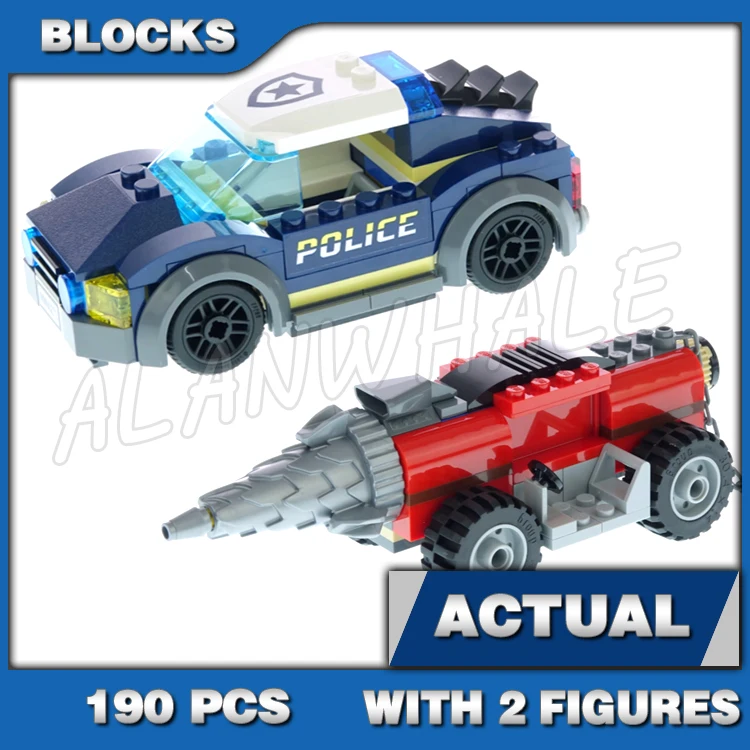 190pcs City Adventures Vehicles Elite Cop Bank Busting Mine Driller Chase 20277 Building Block Toys Compatible With Model