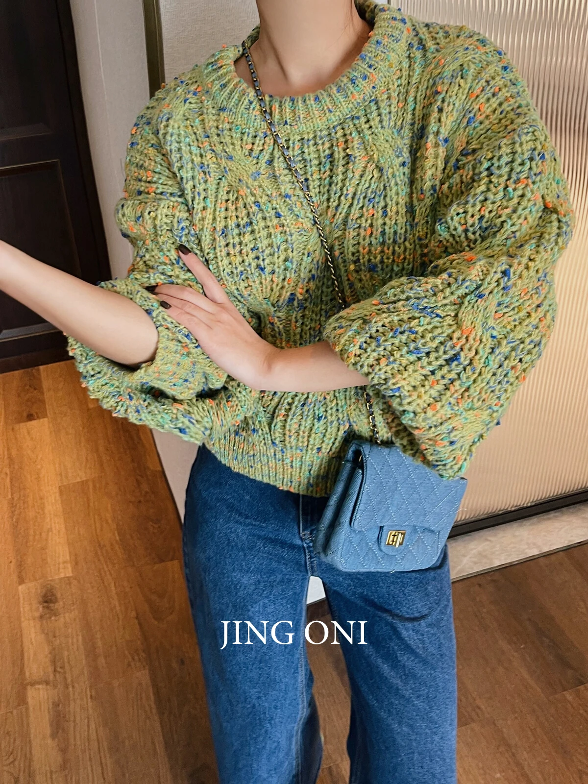 Dot Pullover Sweater Knitwear Winter Woman Clothing Y2k Korean Fashion Style Vintage Luxury Top Blouse Oversize Long Sleeve New