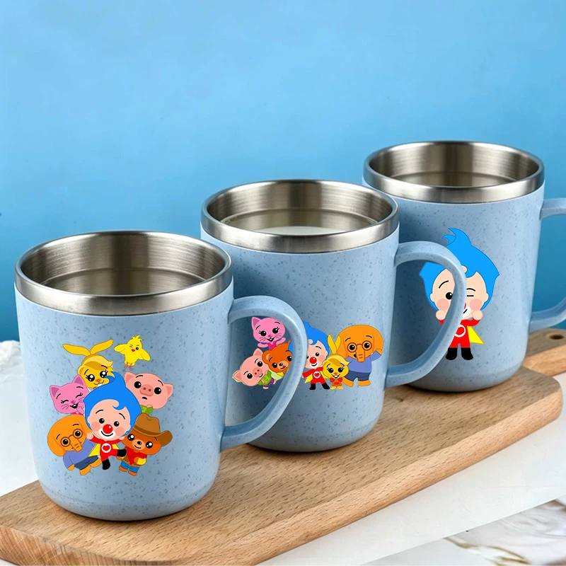 Tasse à eau Plims Clown Boy, double paroi anti-brûlure, en acier inoxydable, avec poignée, pour café, lait, thé, bouteille d'eau, cadeau