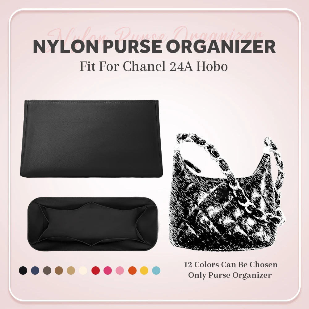 

Nylon Purse Organizer Insert, Slim Inner Liner Bag In Bag Organizer Insert Fit for Chanel 24A Hobo Handbag Inside Storage Bag