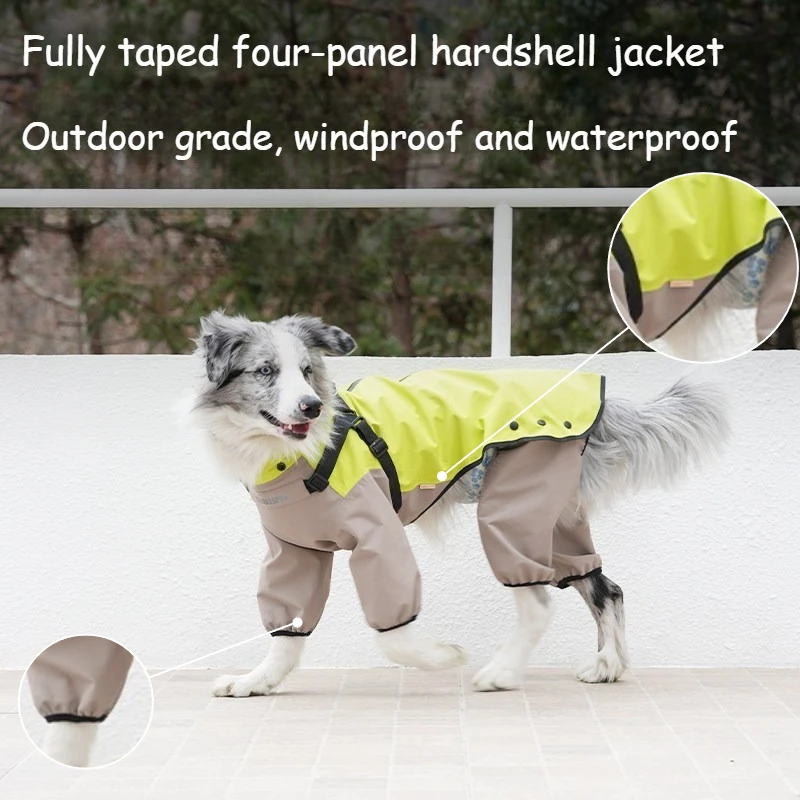 

Waterproof Dog Raincoat, Full Taped Seams 4 Legs Pet Windbreaker Jacket, Outdoor Dog Coat for Small Medium Dogs
