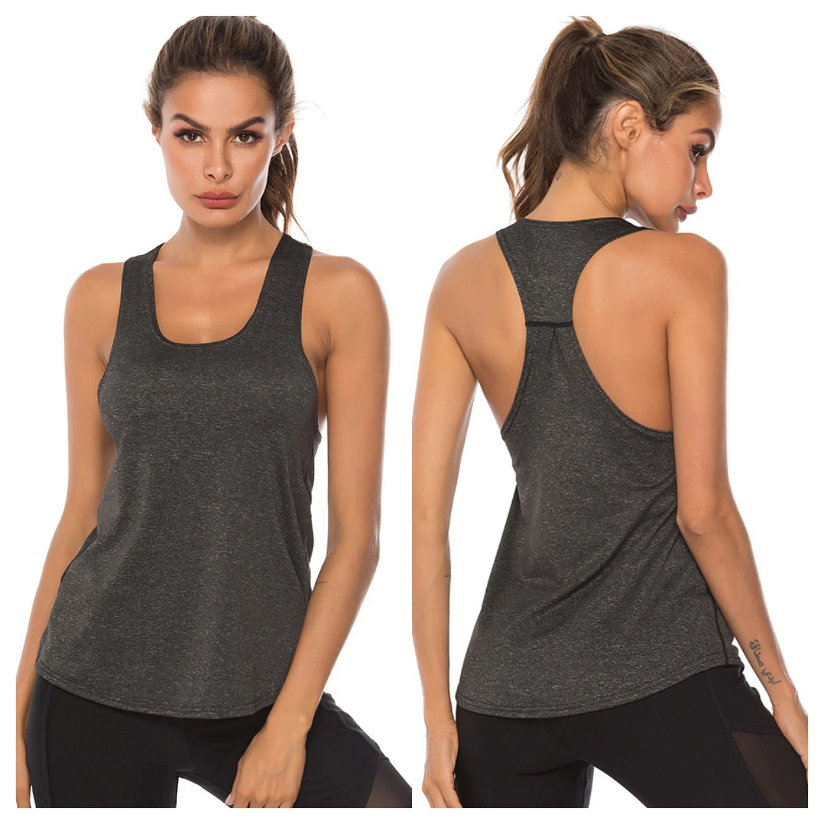 STOUREG Sleeveless Racerback Yoga Tank Top,Women\'s Quick Dry Running Training Sports Vest Fitness Gym Top Workout Yoga Shirts