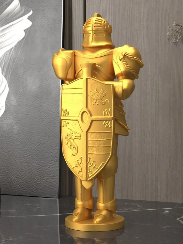 European Retro Knight Statue Exquisite Sculpture Desk Decoration Aesthetic Resin Roman Armor Soldier