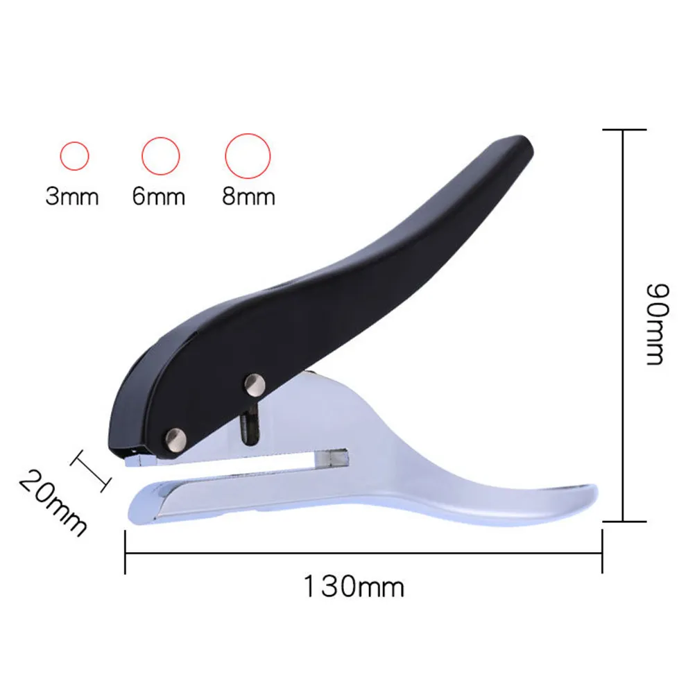 Heavy Duty Single Hole Puncher 3mm Zinc Alloy Paper Punch for Home Office School Art Projects – Black