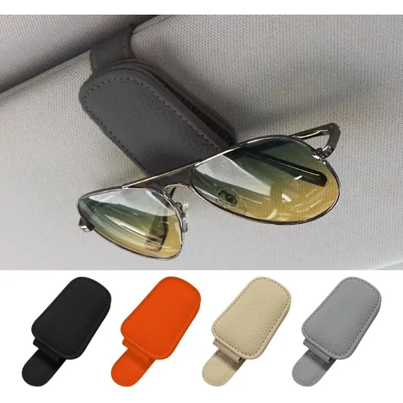 Sonnenbrillenhalter für Autovizier, Sonnenbrillenclip, magnetisches Leder, Brillenhalter, LKW-Innenraum, Autozubehör, Schwarz/1 Stück