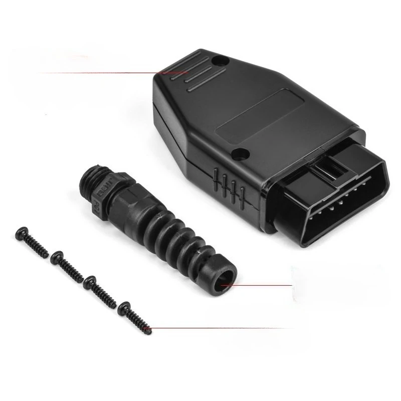 1PC JieYuan Automotive OBD2 16 pin connector connected to male OBD housing OBD2 EOBD 2 16 pin male connector J1962