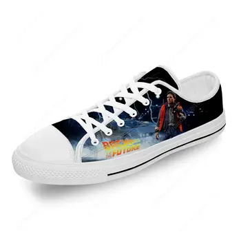電影《回到未來》趣味白色布料時尚3D印花低筒帆布鞋男女款輕便透氣運動鞋 10 最佳銷售 回到未來鞋 - №10