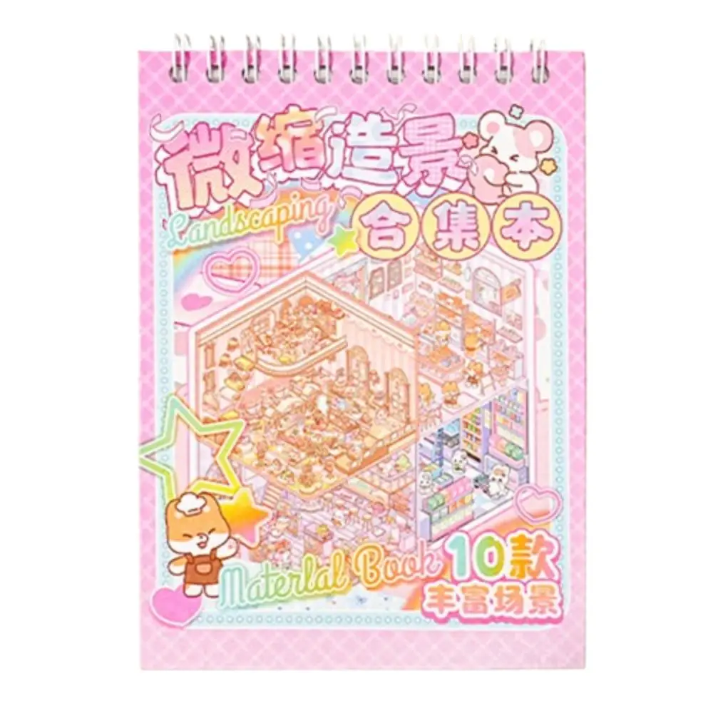 10 In 1 Buku Stiker Pemandangan Kartun Lucu Stiker Saku Adegan Kabin Tahan Air Mata DIY Jurnal Stiker Dekoratif Adegan Kabin