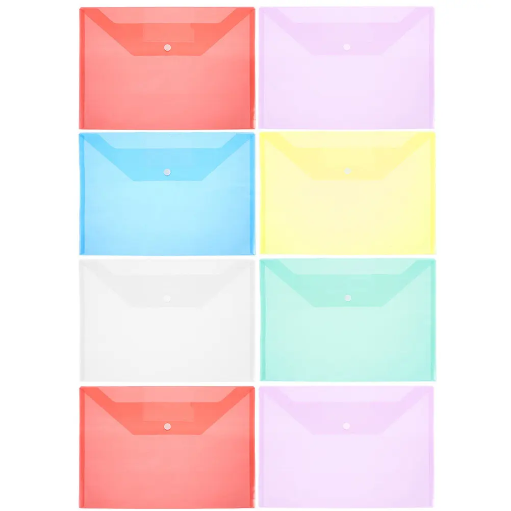 

Набор из 8 прозрачных пластиковых папок-конвертов на кнопках для документов, карманы для хранения документов, вкладыши для офисных папок-органайзеров