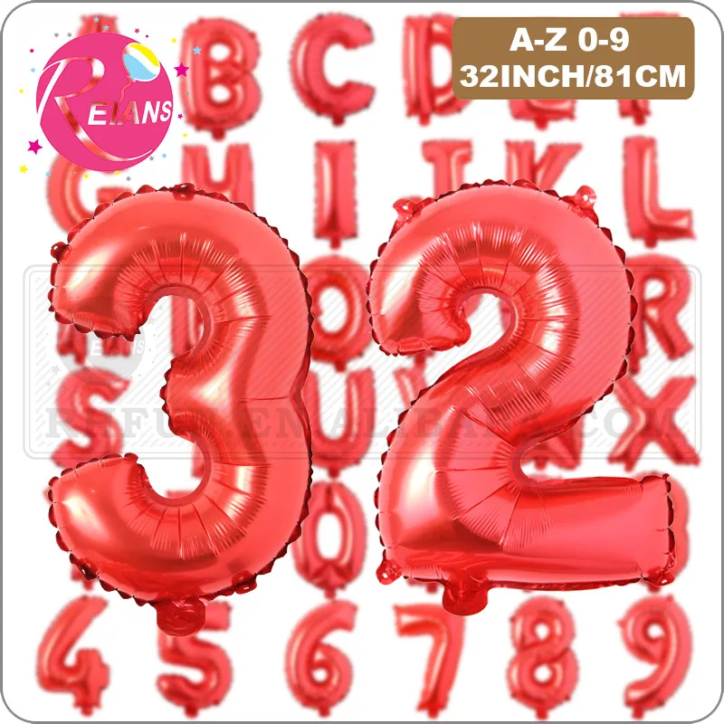 32 inch Red letter Number Balloon Inflatable Air Ball Figure Digit Foil bride Birthday Party Wedding Decoration Ball supplies