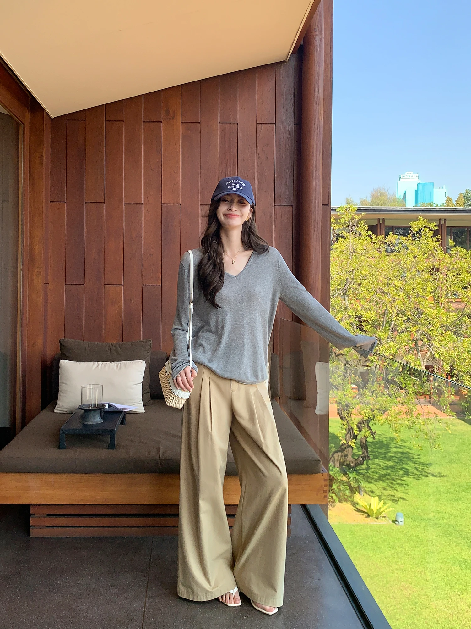 

Женские повседневные прямые брюки Pusumede цвета хаки из хлопка, свободные, для отдыха и работы, с высокой талией