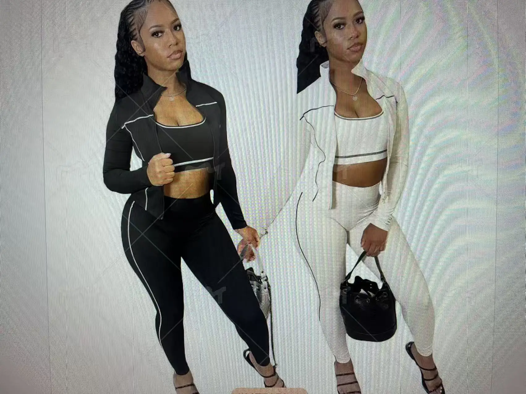 DD0160 Ensemble de sport décontracté pour femmes européennes et américaines, respirant, absorbant la sueur, amincissant, Yoga, ensemble trois pièces