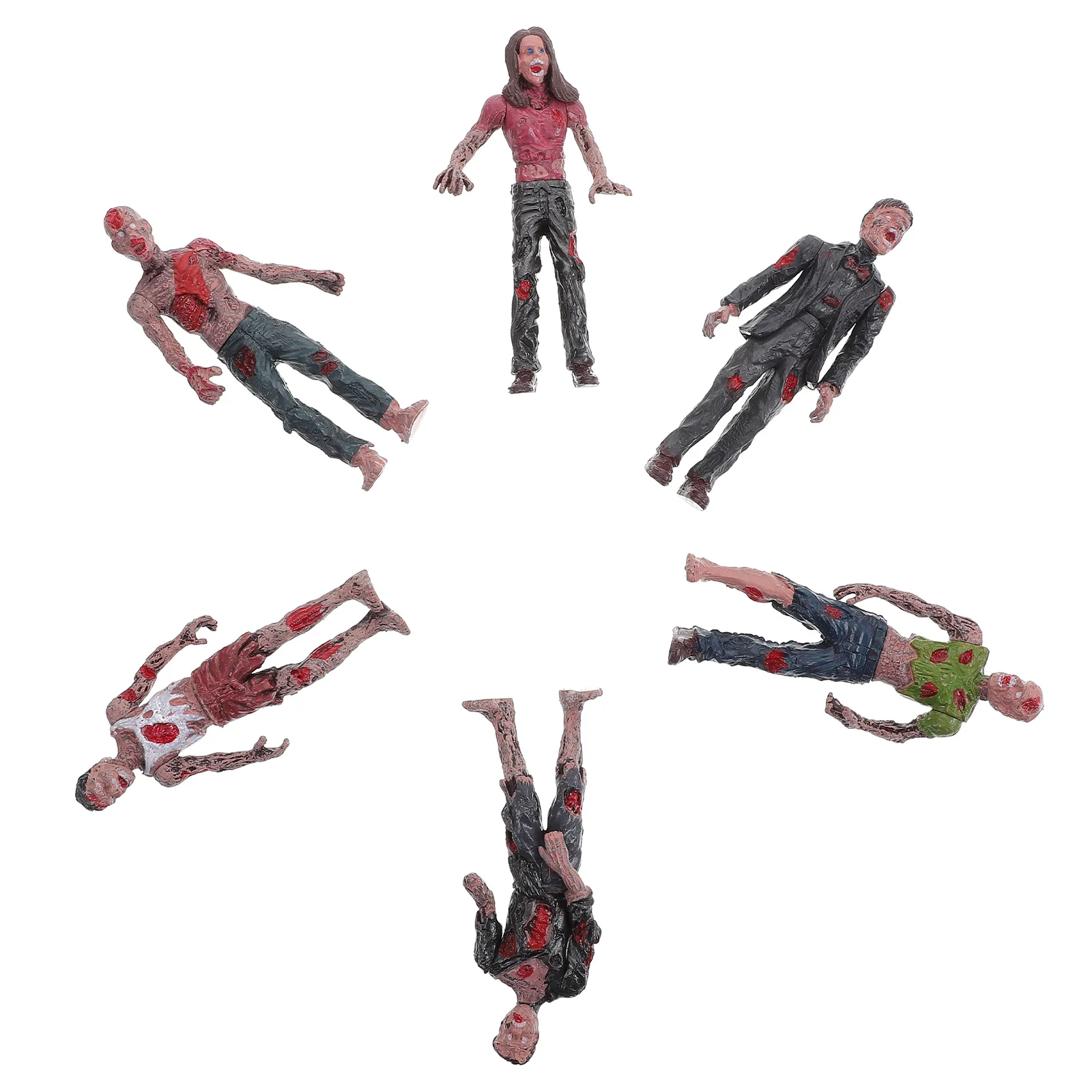 6 Pcs Zombie Cake Topper Animated Toy Party Tricky Toys Mini Corpse Dolls Figures