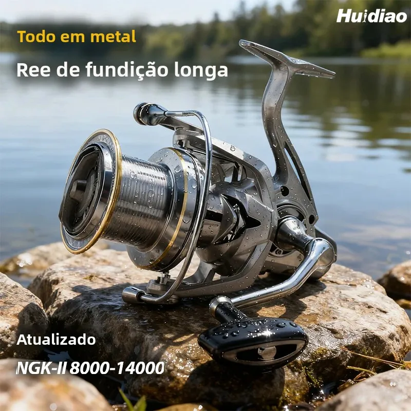 Huidiao atualizado NGK-II grande carretel de fiação para fundição longa 6 + 1bb carretel poderoso 55lbs arrastar máximo para pesca costeira e offshore
