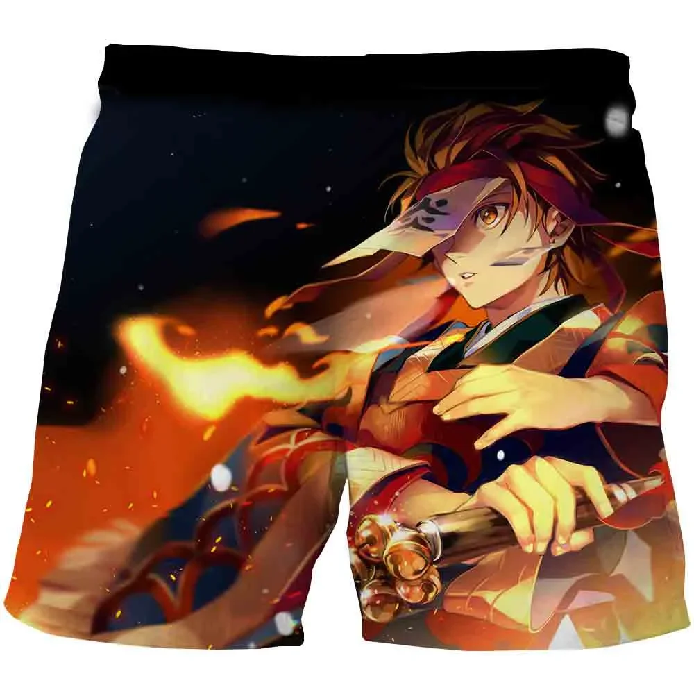 Hot Demon Slayer Short Pants Anime Kimetsu No Yaiba 3d Print Boy\'s Casual Board Shorts Harajuku Streetwear Beach Shorts Trousers