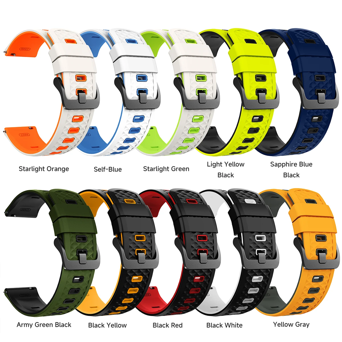 Pulseira de relógio de 22mm para COROS PACE 3/APEX 2 Pro/APEX 46mm, pulseira esportiva de silicone para Xiaomi Color 2 MI Watch 2 Pro S4 S3 S1.