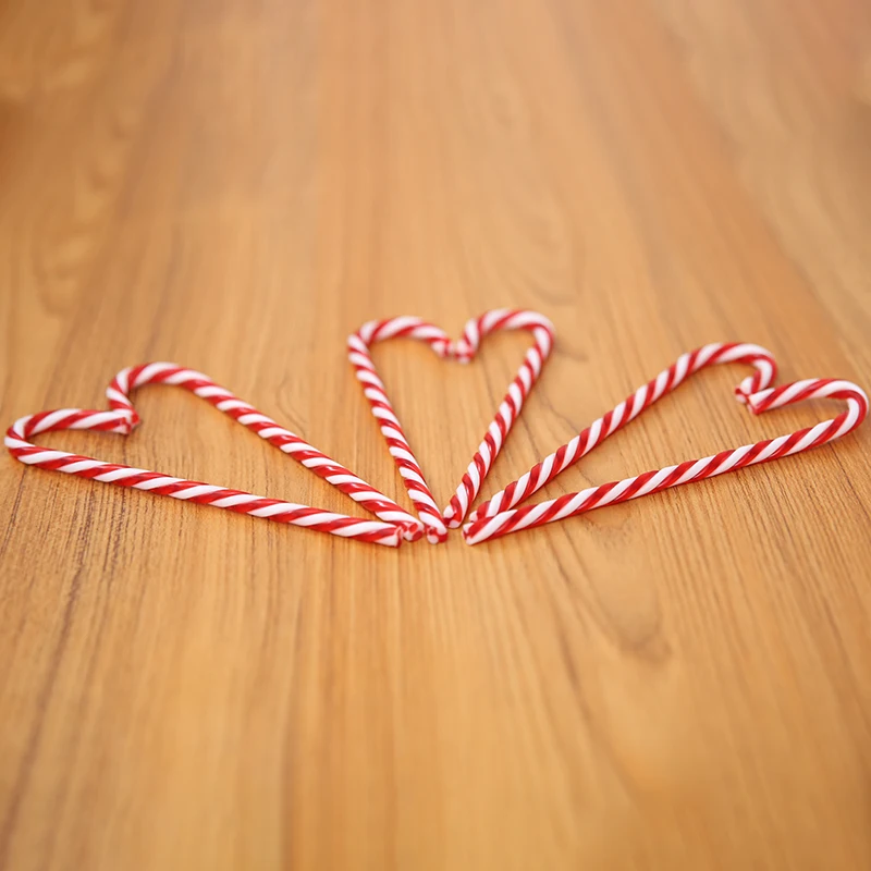 Fotografia 5: (6 peças) decoração de árvore de natal de plástico com desenho de cana em cores pastéis decorativas de ano novo para festas e feriados
