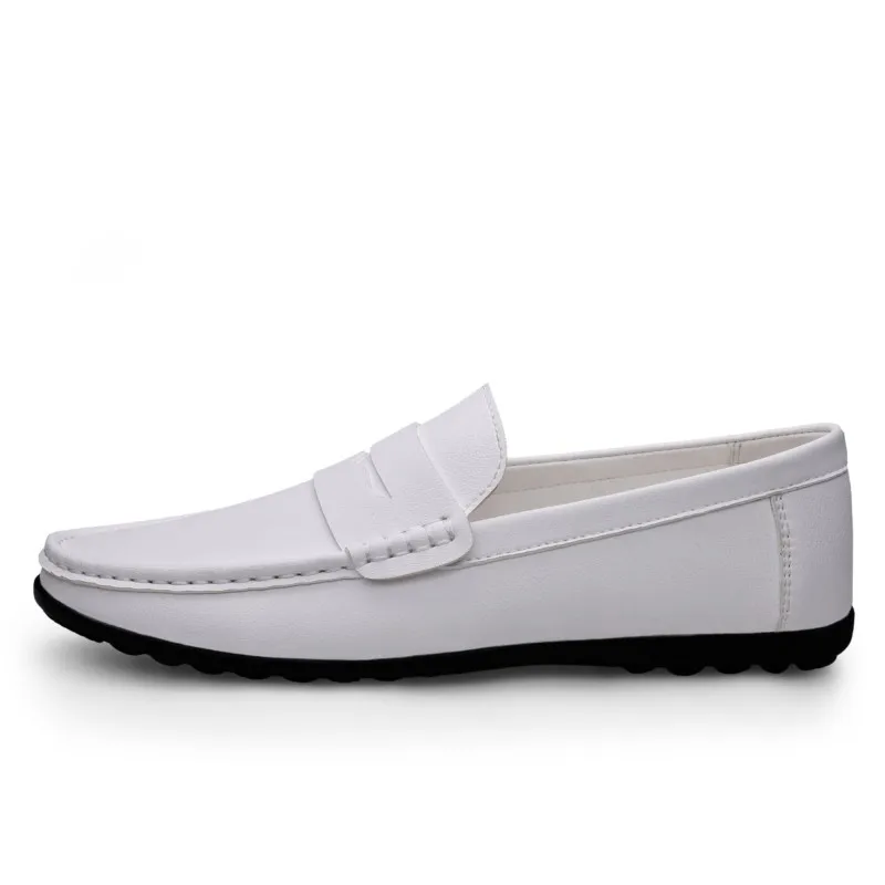 Soft Men Loafers Slip On Leather Men Casual Shoes Hollow Out Summer Footwear Flats Moccasins Plus Size 38-47