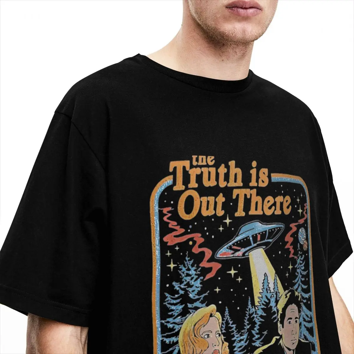 X Files Funny T Shirt Men's Spooky Comic Streetwear Pure Cotton T-Shirts Summer O Neck Trendy Cool Tees Printed Oversize Tops