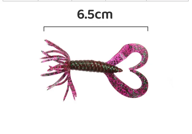 Esca morbida a forma di ombrello Esca da pesca 7 cm / 1,8 g Grub Doppia coda Buzz Jig Head Gancio Verme Richiamo artificiale Lotto 5 pezzi
