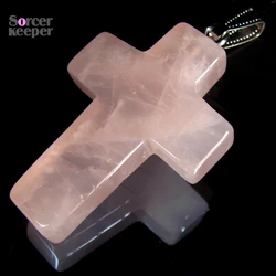 Wholesale 40x28x10 mm Big Cross Necklace Natural Gem Stone Rose Quartz Cross Pendants Charms fit Necklaces Jewelry Making GS185