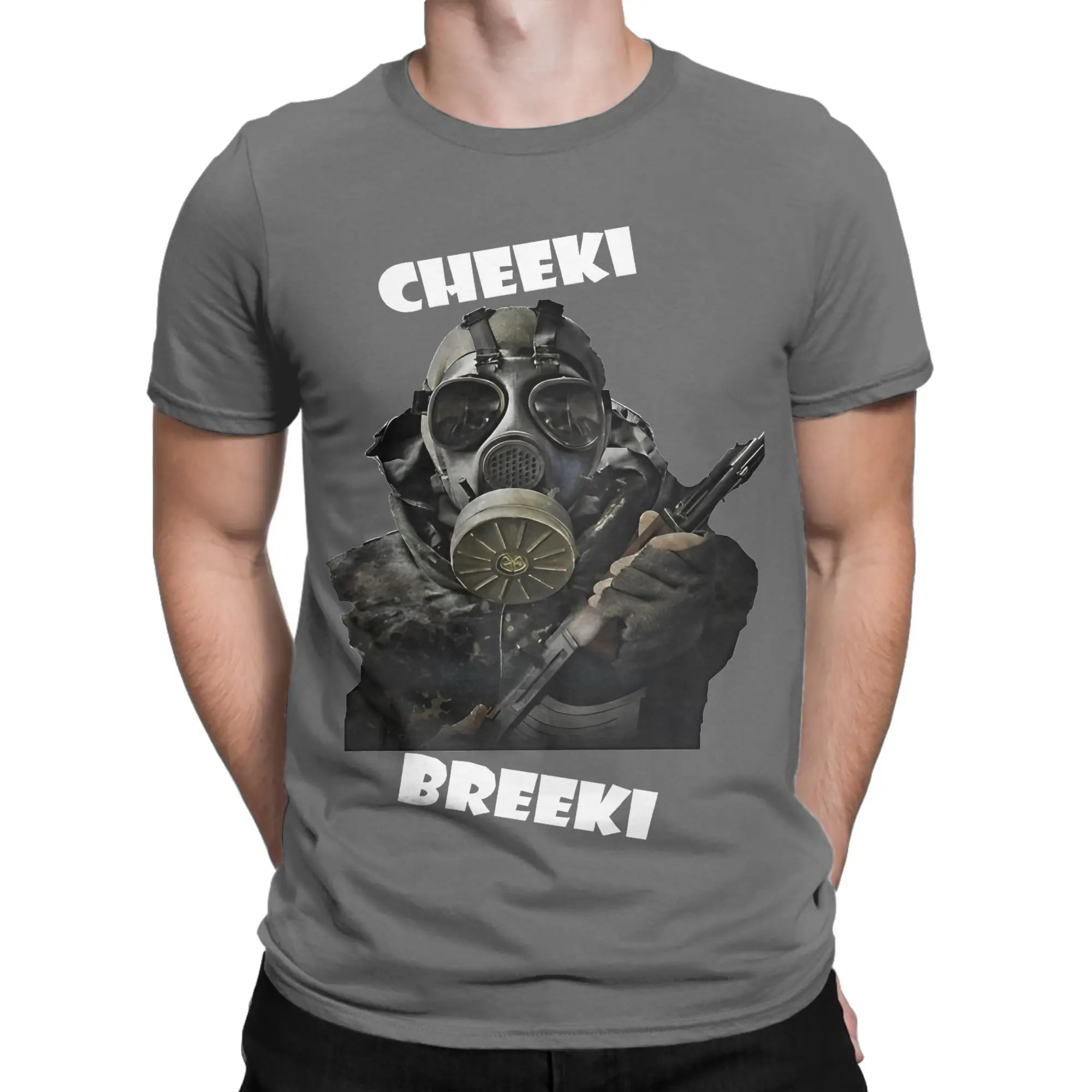 Vintage Cheeki breeki  Tshirts Men Round Neck Short Sleeve Tops Stalker 2 100%Cotton Summer Top Tee