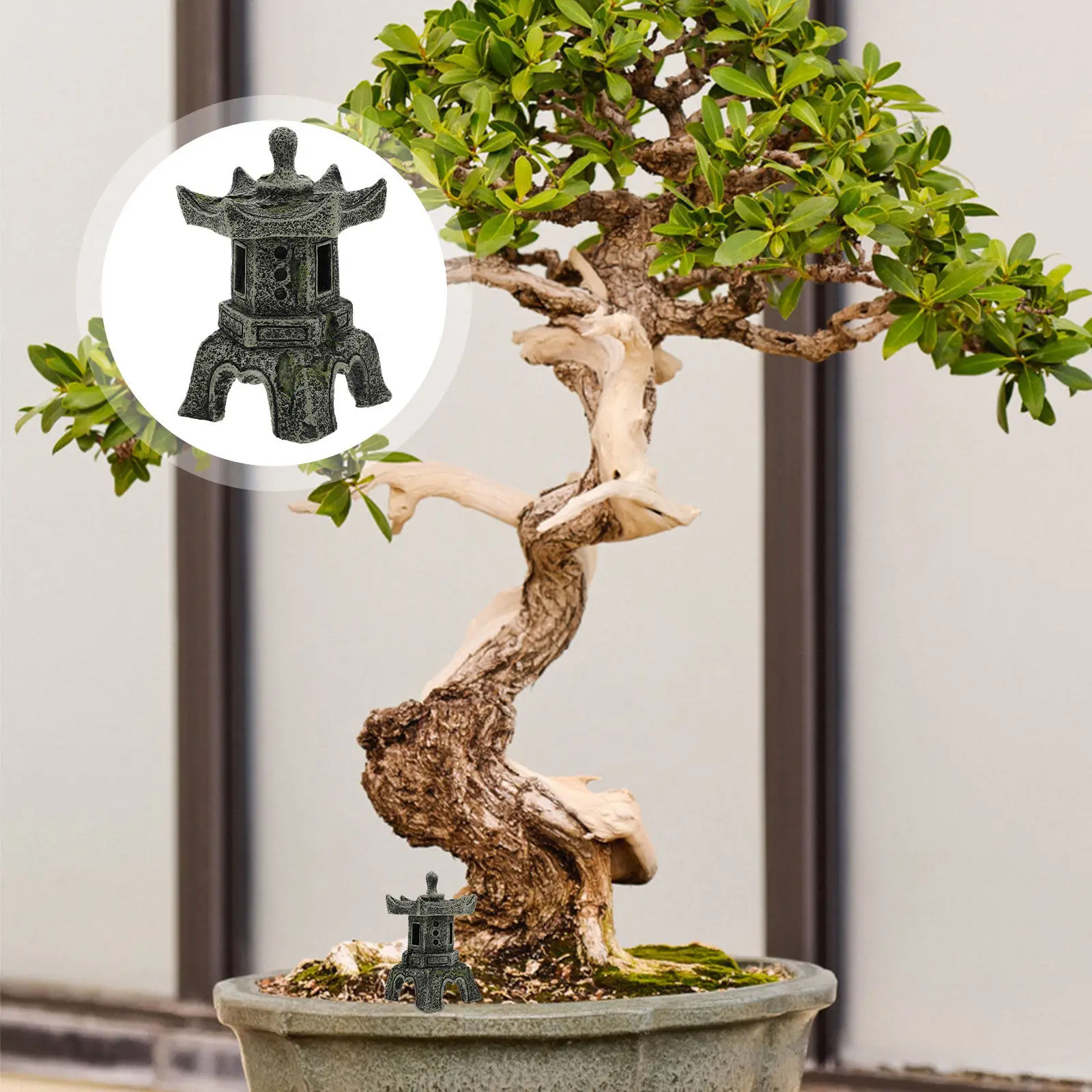 Simulation Pavilion Statue Resin Material Small Pagoda Garden Decoration Outdoor Bonsai Creative Pavilion Statue Lightweight
