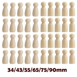 Hurtownie 50Pc 75Mm/90Mm drewno rzemiosło dziewczyny i chłopcy 35mm Diy Handmade puste Home Decoration lalki Peg drewniany na pokój dziecięcy