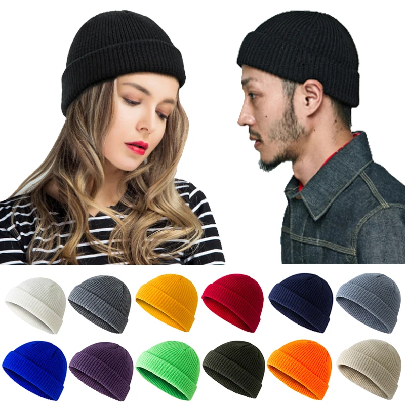 

1PC Solid Color Woolen Knitted Hat Beanies Men Women Casual Autumn And Winter Warm Ski Cap Elastic Ear Protection Cold Caps