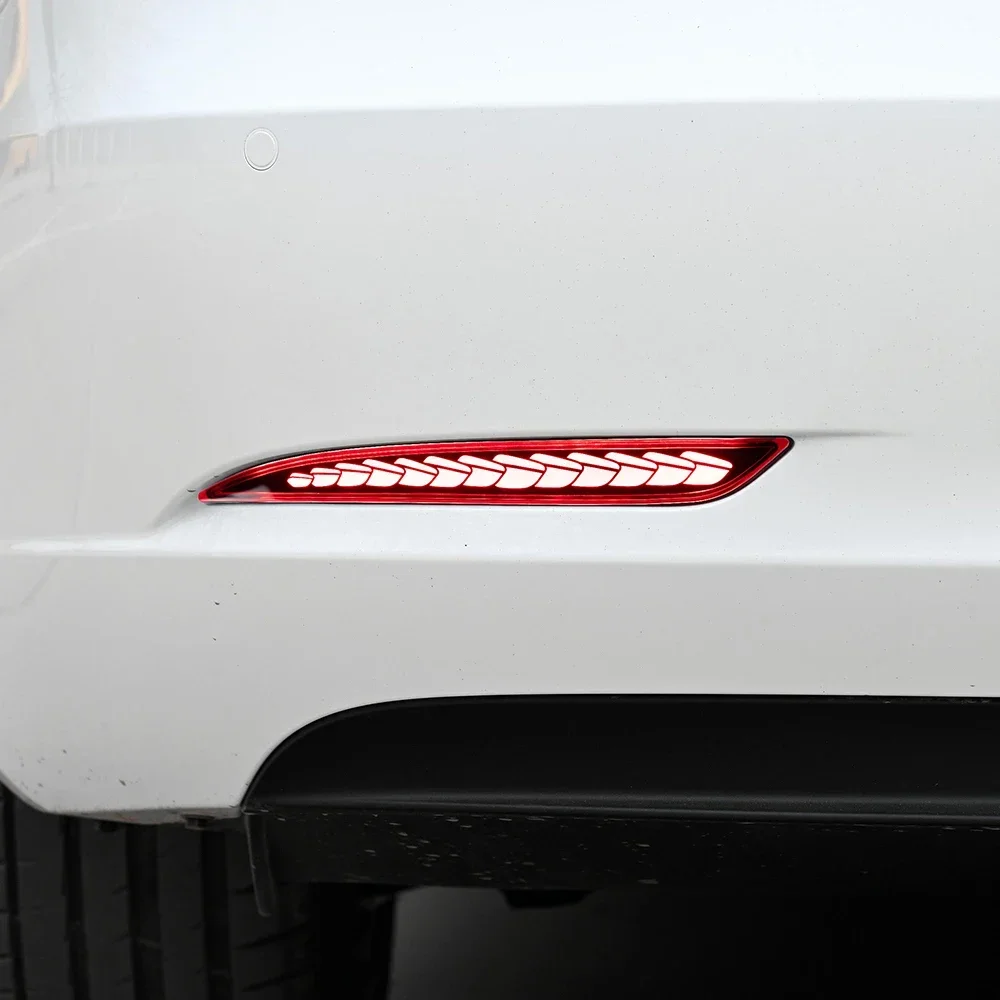 Upgraded Car Light for Tesla Model 3 Model Y 2019-2022 Led Bumper Reflector Lamp Dragon Scale Design Brake Strobe Accessories