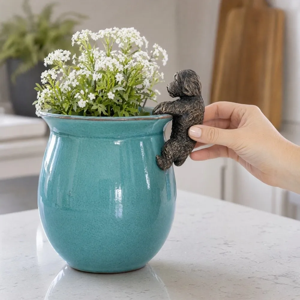 Potted Plant Partner Bronze Gecko Garden Decoration Dog Hanging Decor Puppy Resin Ornament Pot Buddies Gecko
