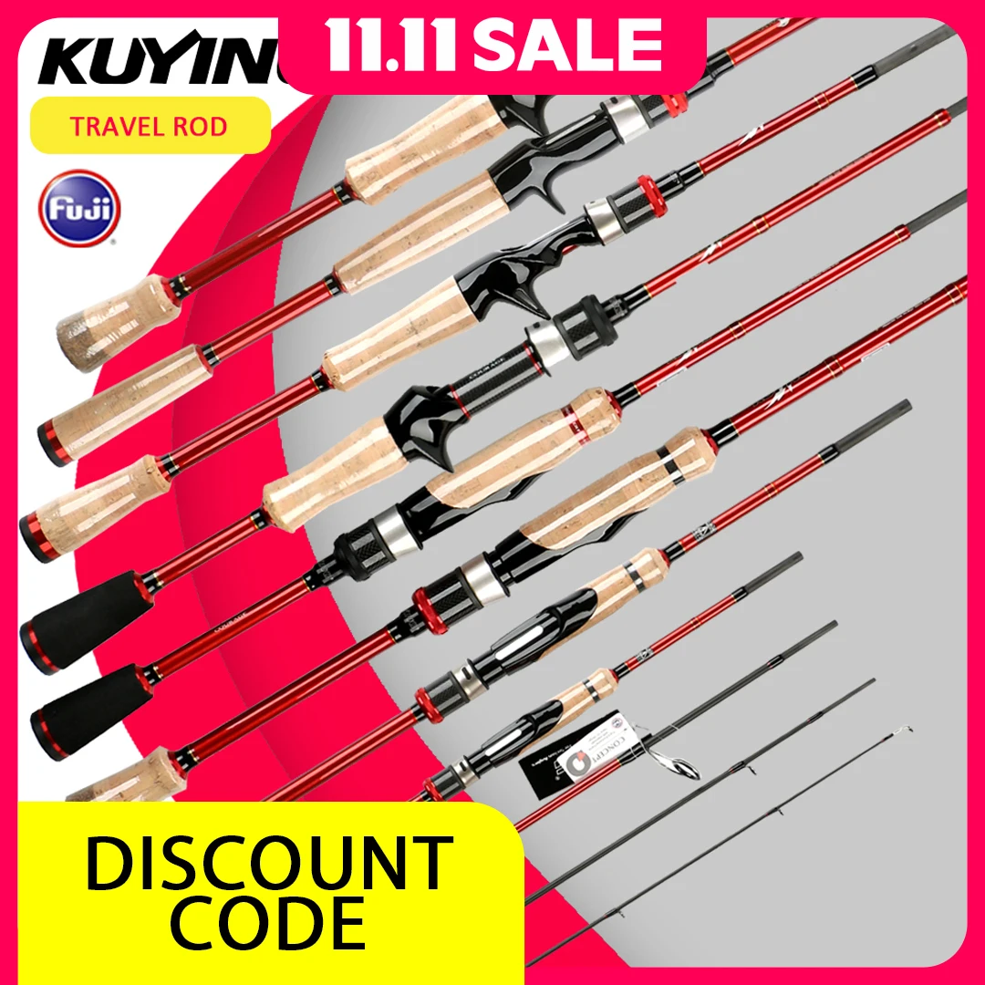 

KUYING FREESTYLE WALKER 4-Sections Travel Fishing Rod | 6' - 7' Ultra-Portable Design | Carbon Build & FUJI Guides | UL-L-M-H