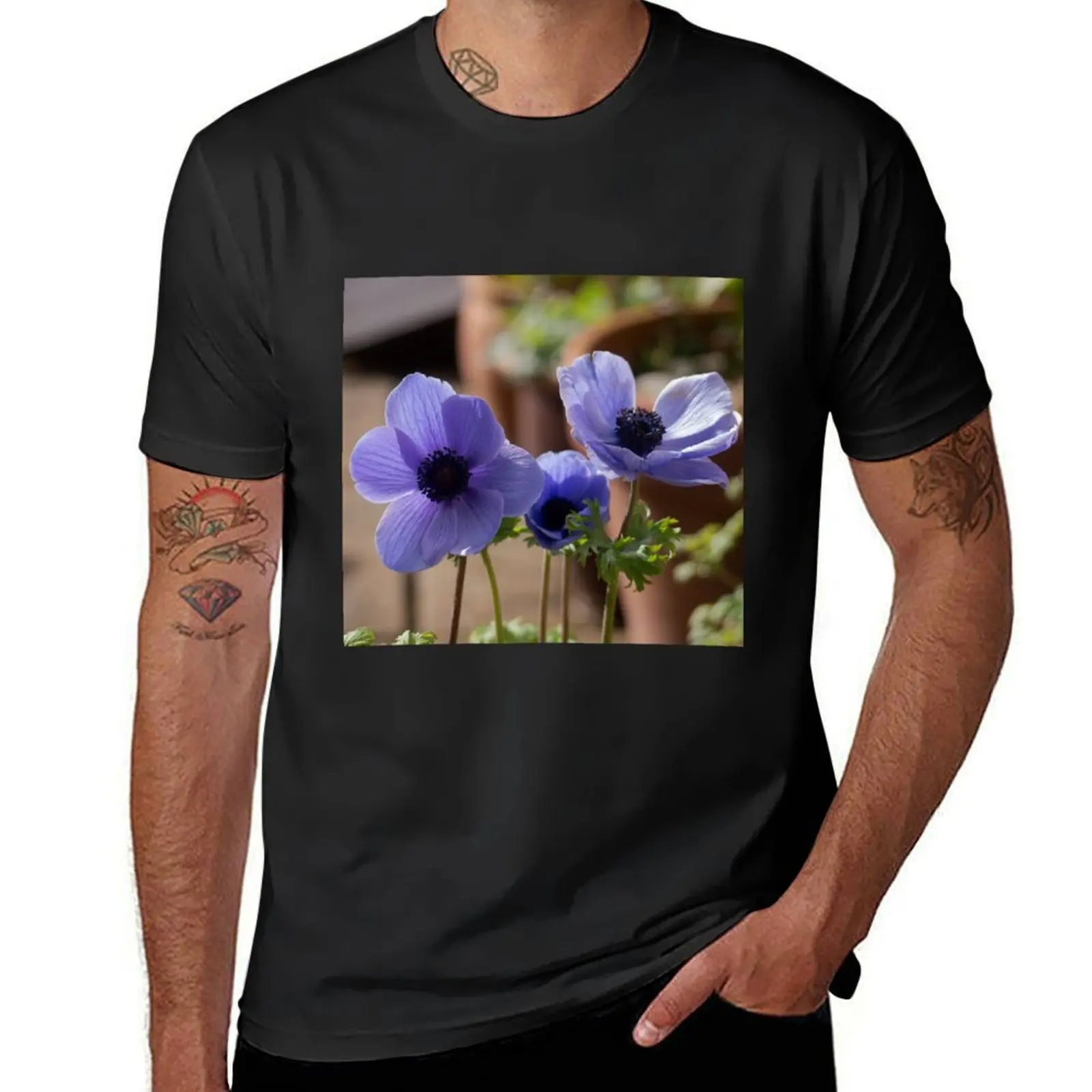 Anemone Flowers. T-Shirt graphics summer top Men's cotton t-shirt