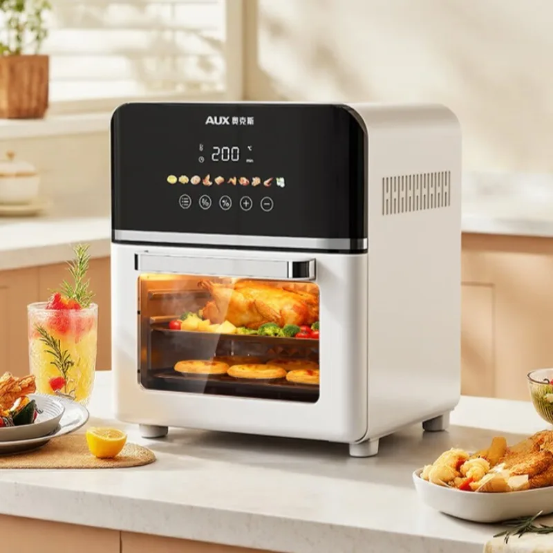 AUX Air Fryer, Household, with Visible Window, Fully Automatic, Multifunctional Touchscreen Oven and Air Fryer Combo.