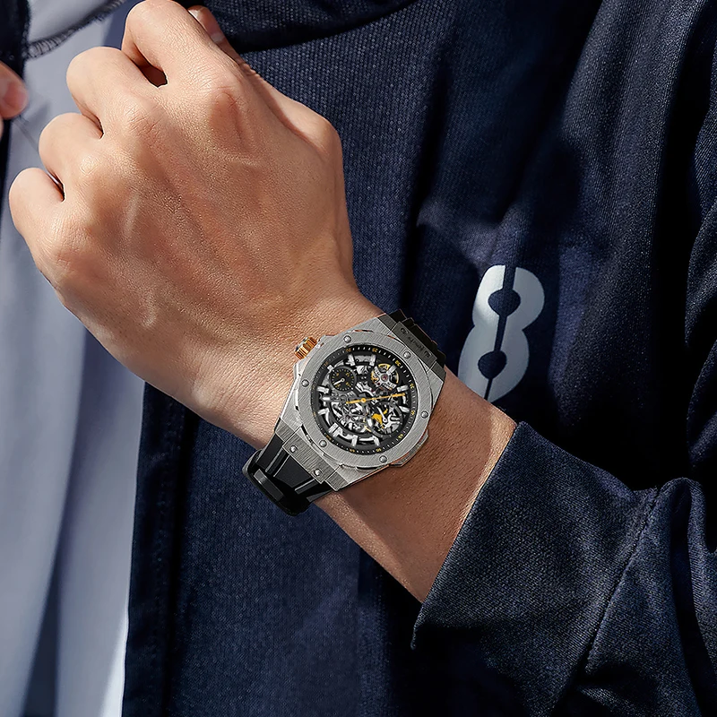 Reloj WM, reloj chino Kung Fu, reloj mecánico completamente automático, reloj de negocios a la moda, reloj Welly Merck WM128M