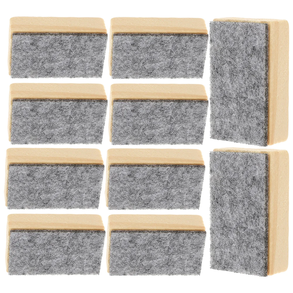 

10 Pcs Blackboard Erasers Mini Chalkboard Cleaners Dust Free Whiteboard Supplies Wood Felt Office