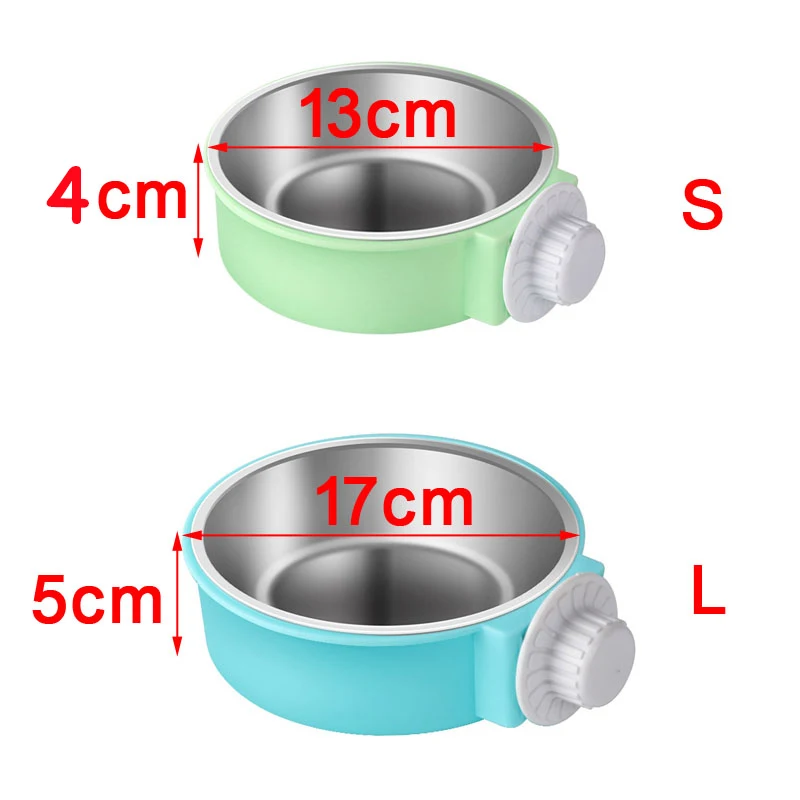 Pet Feeding Bowl Hanging Non-Slip Cats Dogs Food Bowls Stainless Steel Puppy Water Feeder Can Be Fixed On The Cage Pets Supplies