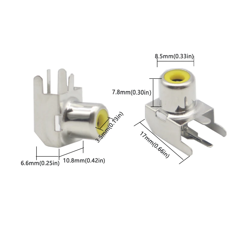 【30-10PCS】Lotus Seat AV Socket 4Pin RCA Single-hole PCB Soldering Audio Video Female Connector Nickel-plated