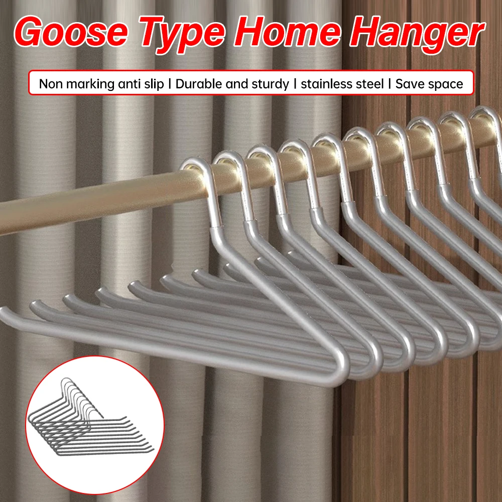 10PCS Goose Type Plastic Pants Rack Seamless Stainless Steel Multi-layer Space-saving Pants Organization Rack Clothes Hanger