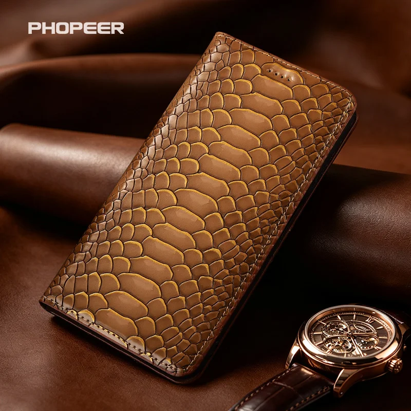Luxury Genuine Leather Phone Case for Vivo Y500 400 300 200 100 78 77 Pro Plus i T GT 5G Python-patterned PU leather phone case