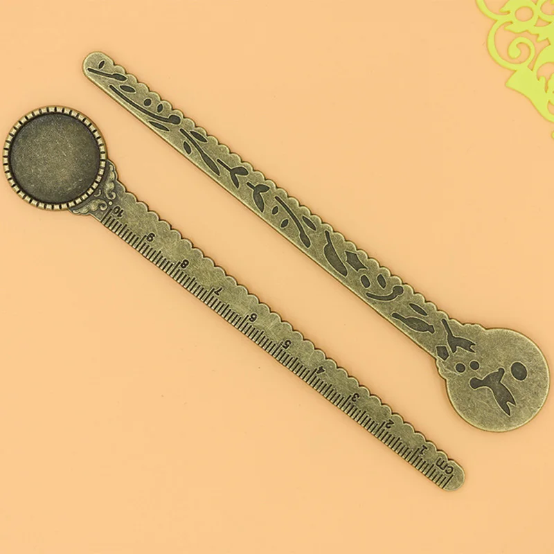 50pcs Antique Bronze Vintage Metal Ruler Bookmark Cabochon Base Bookmark Setting fits 20mm Cabochon Cameo DIY Bookmarks Gifts