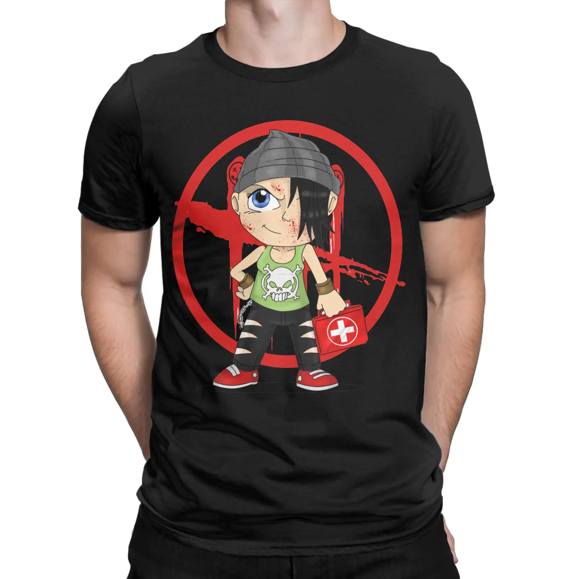 Deads by Daylights Chibi Nea Karlson T Shirts Pure Cotton Funny T-Shirt Round Neck Horror Killers Game Dbd Tees Clothes